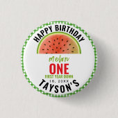 One in a Melon glitter watermelon 1st birthday 缶バッジ (正面)
