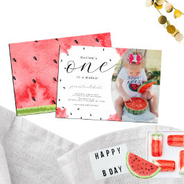 One In a Melon Photo 1歳の招待状 招待状