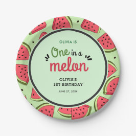 One in a Melon Summer Watermelon 1st Birthday  ペーパープレート