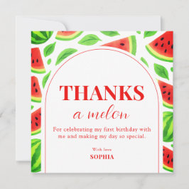 One In A Melon Watermelon 1st Birthday  サンキューカード