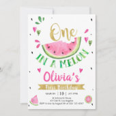 One In A Melon Watermelon 1st Birthday Invitation 招待状 (正面)