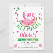 One In A Melon Watermelon 1st Birthday Invitation 招待状 (正面)