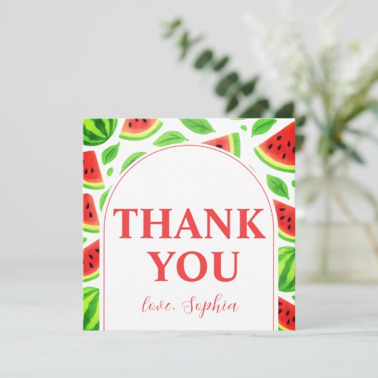 One In A Melon Watermelon Birthday Party サンキューカード (スタンド正面)