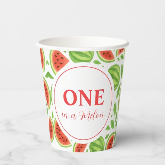 One In A Melon Watermelon Birthday Party 紙コップ (裏面)