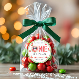 One in a melon watermelon summer 1st Birthday ラウンドシール