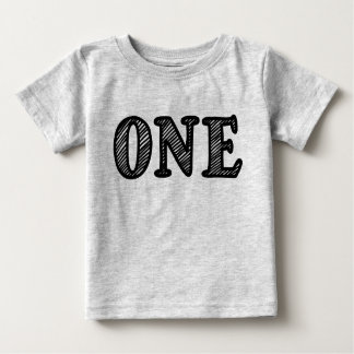 ONE in Blackマーカーデザイン1st誕生日 ベビーTシャツ