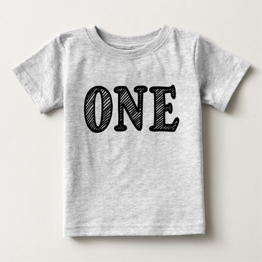 ONE in Blackマーカーデザイン1st誕生日 ベビーTシャツ (正面)