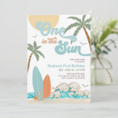 ONE In The SUN サーフィン1歳の誕生日ビーチパーティー 招待状 (スタンド正面)