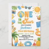 One In The Sun 1歳の誕生日 サマーパーティー 招待状 (正面)
