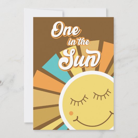 ONE in the Sun 1st最初の誕生日Sunshine Groovy 招待状 (正面)