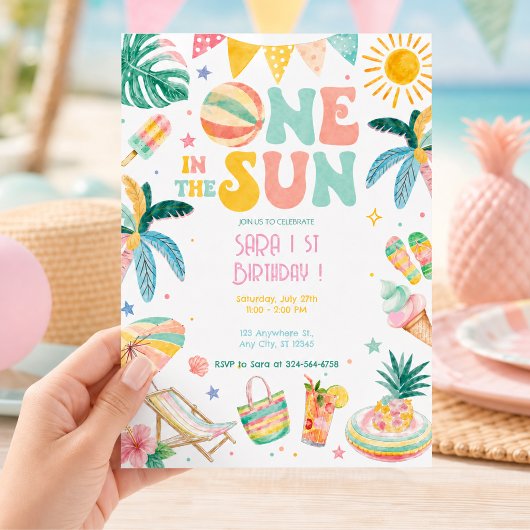 One in the Sun 1st Birthday Beach Party 招待状
