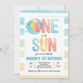 One In The Sun 1st Birthday Poolパーティー 招待状 (正面)