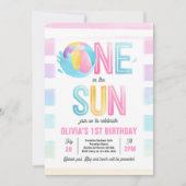 One In The Sun 1st Birthday Poolパーティー 招待状 (正面)