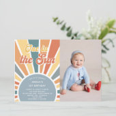 One In The Sun 1st Birthday Rainbowパーティー写真 招待状 (スタンド正面)