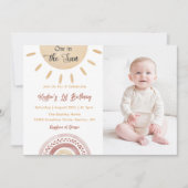 One In The Sun 1st Birthday Rainbow Photo 招待状 (正面)