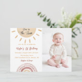 One In The Sun 1st Birthday Rainbow Photo 招待状 (スタンド正面)