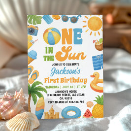 One In The Sun 1st Birthday Summer Party  招待状