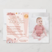 One In The Sun 1th Birthday Pink Rainbow写真 招待状 (正面)