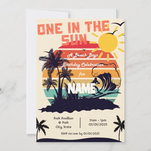 One in the Sun, a Beach Boys Birthday Invitation 招待状 (正面)