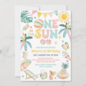 One In The Sun Beach Party Summer 1st Birthday 招待状 (正面)