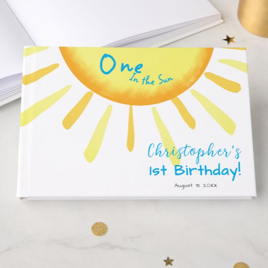 One In The Sun Blue First Birthday Custom ゲストブック