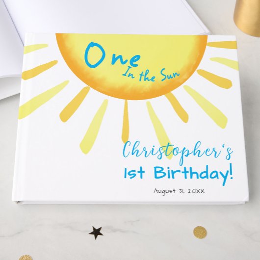 One In The Sun Blue First Birthday Custom ゲストブック