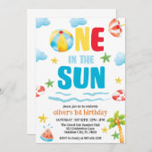 One in the Sun,Pool Party First Summer Birthday 招待状 (正面/裏面)