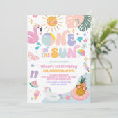 One In The Sun Pool Party Summer 1st Birthday 招待状 (スタンド正面)