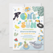 One In The Sun Pool Party Summer 1st Birthday 招待状 (正面)