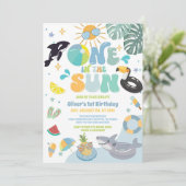 One In The Sun Pool Party Summer 1st Birthday 招待状 (スタンド正面)