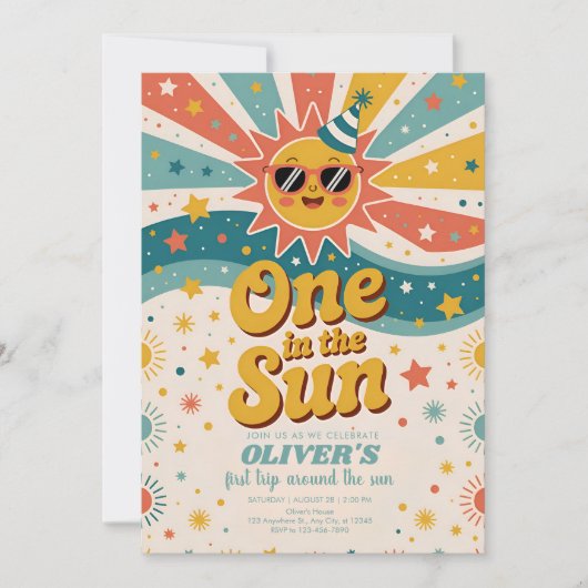 One In The Sun Sunshine 1st Birthday  招待状 (正面)