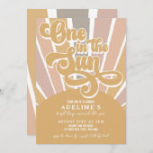 One In The Sun Sunshine 1st Birthday Boho Rainbow 招待状 (正面/裏面)