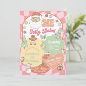 One Jolly Babeの女の子のクリスマス1歳の誕生日招待状 招待状 (スタンド正面)