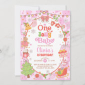 ONE jolly babe Christmas girl 1st birthday invite. 招待状 (正面)