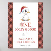 One Jolly Goose Modern First Birthday Welcome Sign ポスター (正面)