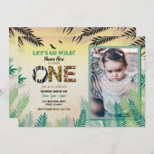 One Jungle 1st誕生日パーティーSafari ZOO写真 招待状 (正面/裏面)