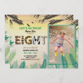 One Jungle 8th Birthday Party 8 Safari ZOO Photo 招待状 (正面/裏面)