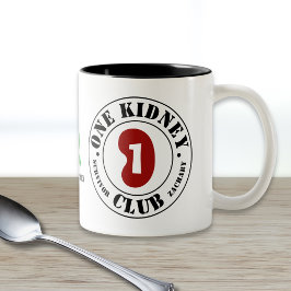 One Kidney Club ドナーとレシピエントの名前と日付 ツートーンマグカップ