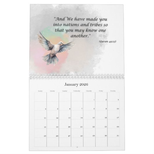 "One Light, Many Lamps: Unity in Diversity" カレンダー (1月 2026)