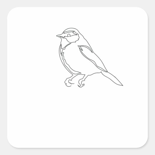 One Line Drawing Vogel Spatz Single Art スクエアシール (正面)