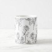 One Line Rose Eucalyptus Elegant Floral Design コーヒーマグカップ (中央)