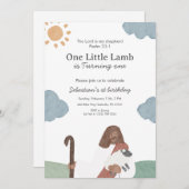 One Little Lamb Psalm 23 Birthday 招待状 (正面/裏面)