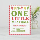 One Little Meatball First Birthday Invitation 招待状 (スタンド正面)