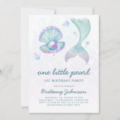 One Little Pearl 1st Birthday 招待状 (正面)