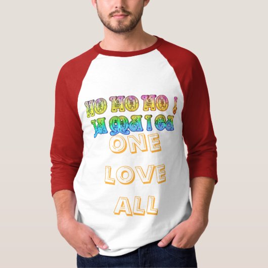 One Love All HoHoジャマイカメリークリスマスカラー Tシャツ (正面)