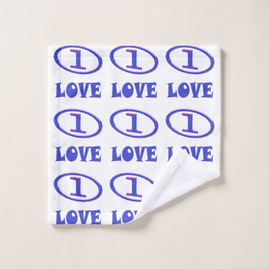 One Love art pattern blue hint of purple ウォッシュタオル (ウォッシュタオル)