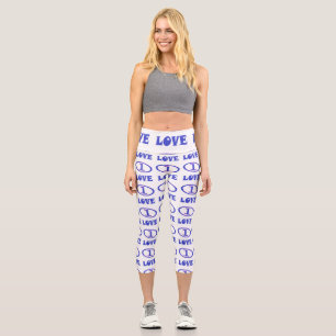 One Love art pattern blue hint of purple カプリレギンス