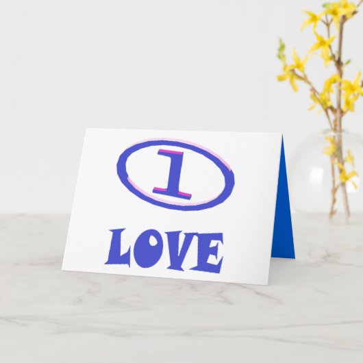 One Love art pattern blue hint of purple カード (黄色い花)