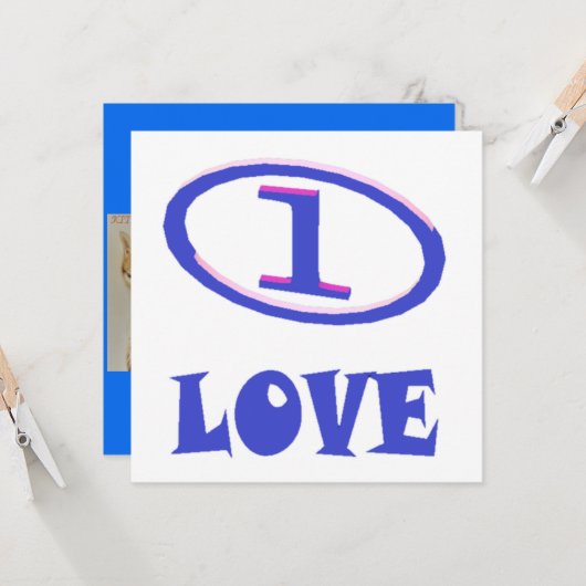 One Love art pattern blue hint of purple カード (正面/裏面インサイチュ)