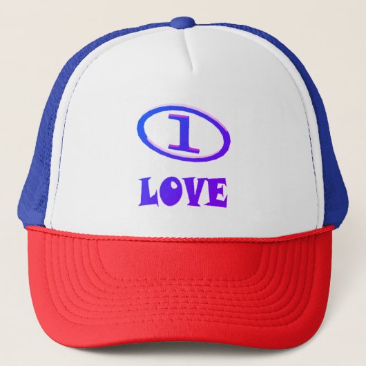 One Love art pattern blue hint of purple キャップ (正面)